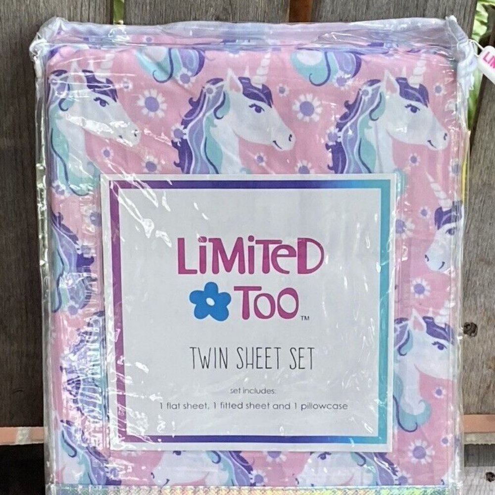LIMITED TOO UNICORNS Sheet Set - 3-pc TWIN SIZE set (cotton blend)